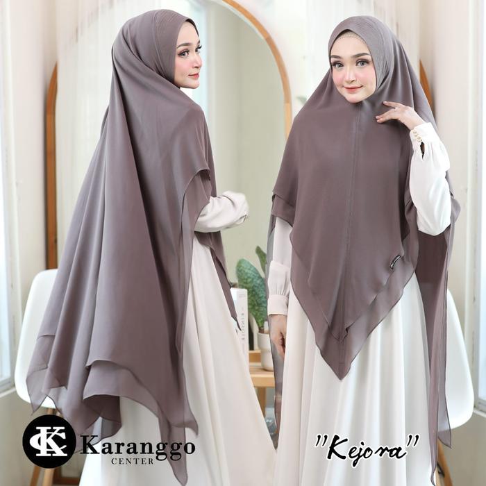 Hijab Khimar Syar'i Mewah Model Pari Lancip Depan Kimar Syari Jumbo Kejora by Karanggo Ceruty Layer