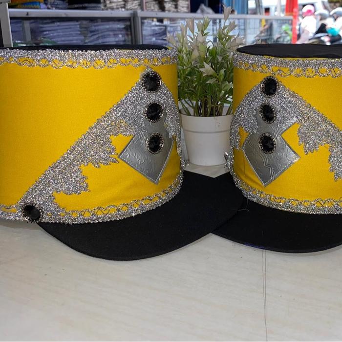TOPI MAYORET DRUMBAND KUNING HITAM UNTUK ANAK SD