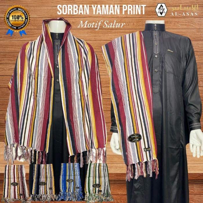 AL ASAS Sorban Yaman Printing | Ridha Yaman Printing Motif Salur