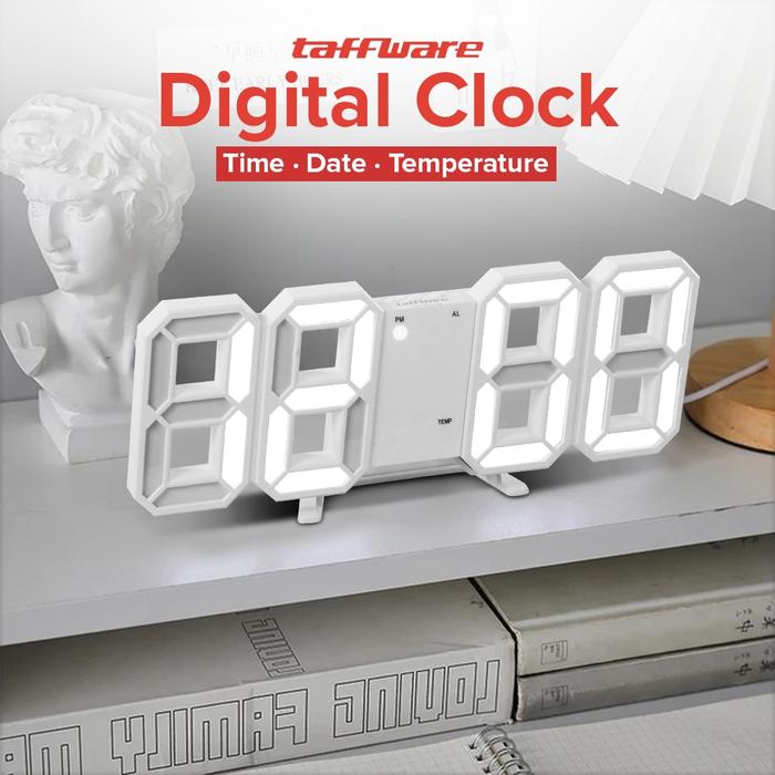 Jam Meja LED Digital OMHZOQWHClock - White