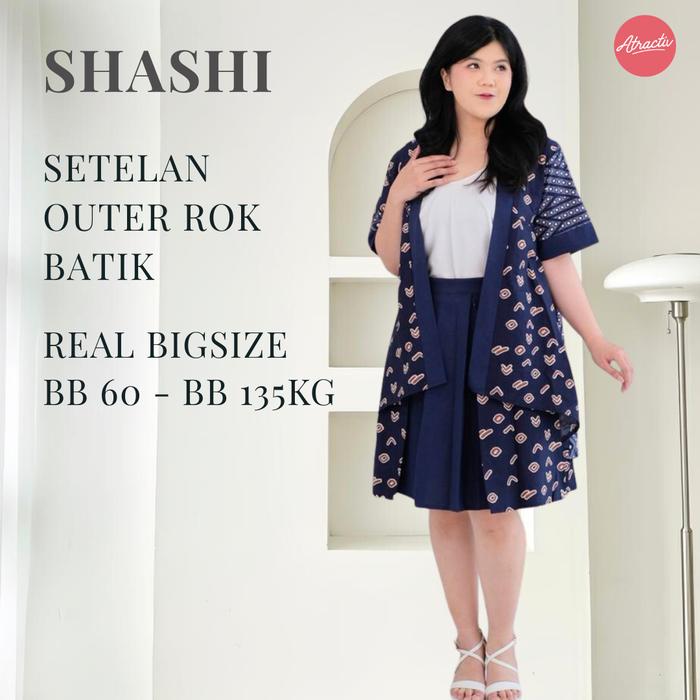 ATRACTIV Set Outer Batik Lengan Pendek dan Rok Bigsize Set Outer Rok Jumbo