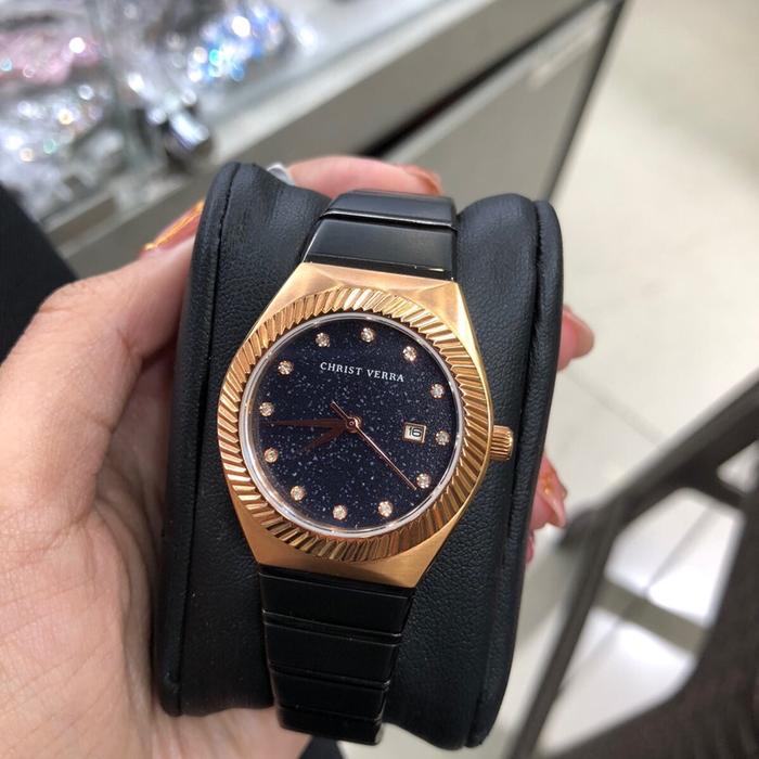 JAM TANGAN WANITA CHRIST VERRA / CV 922707L-18BLK ORIGINAL