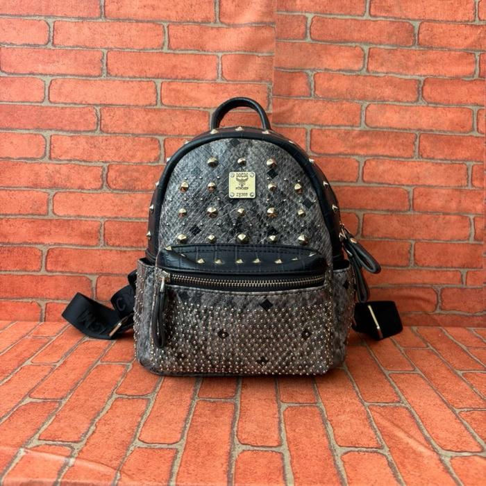 TAS RANSEL MINI WANITA MCM MUNCHEN KULIT SECOND BRANDED HITAM / TAS RANSEL WANITA FASHION MCM SECOND