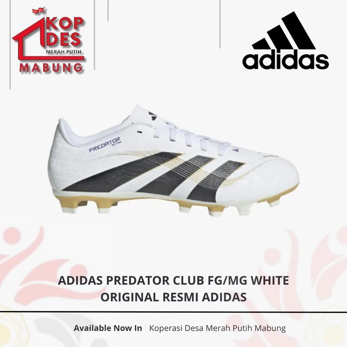Sepatu Sepakbola Pria Adidas Predator Club FG/MG White Original Resmi Adidas