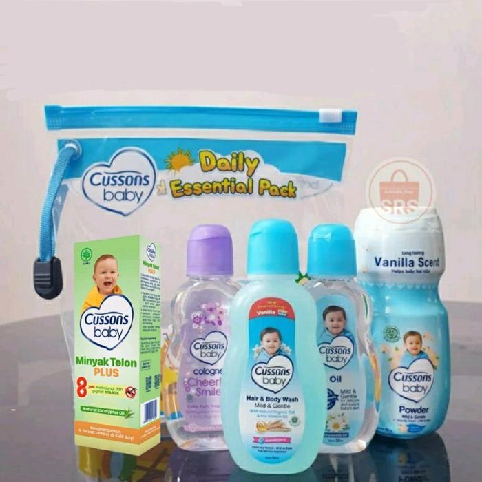 5 in 1  | 4 in 1 Cussons Baby Daily Essential Pack + Telon Cussons Gift Bag mini, Gift Set Bayi, Kad
