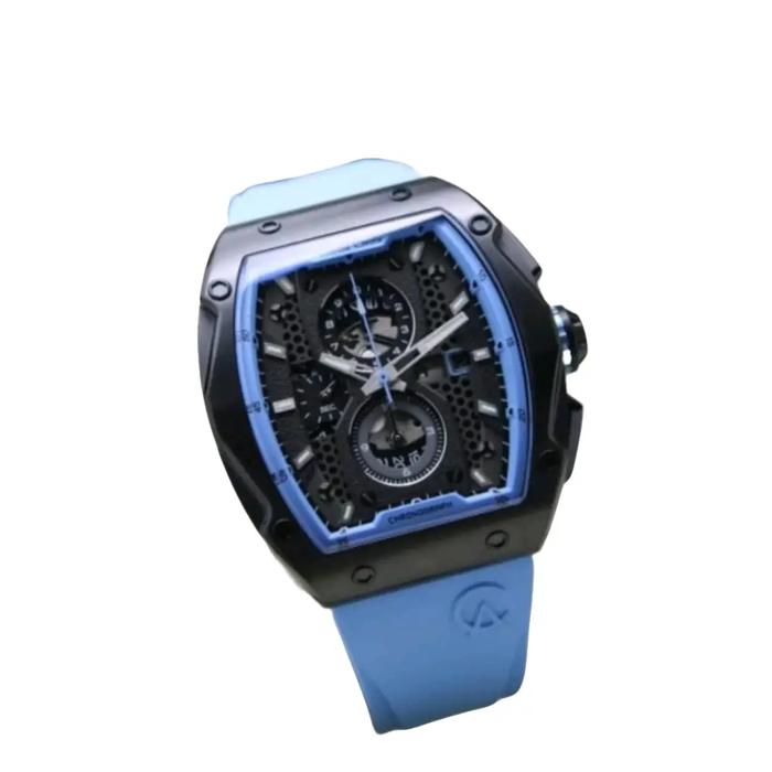 Jam Tangan Pria Alexandre Christie AC6608MC Black Soft Blue Rubber