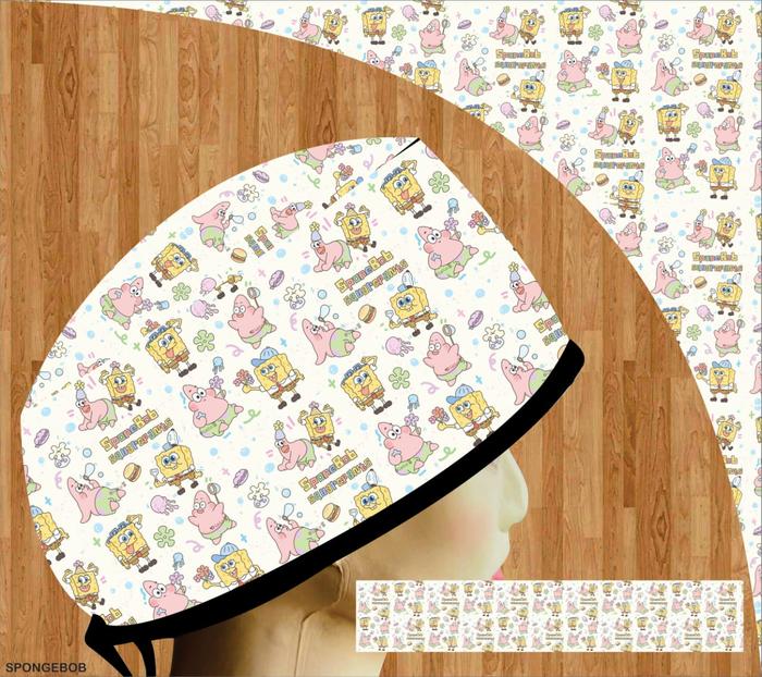 Topi dokter/Scrub hat/Surgical cap/Headcap printing premium spongebob