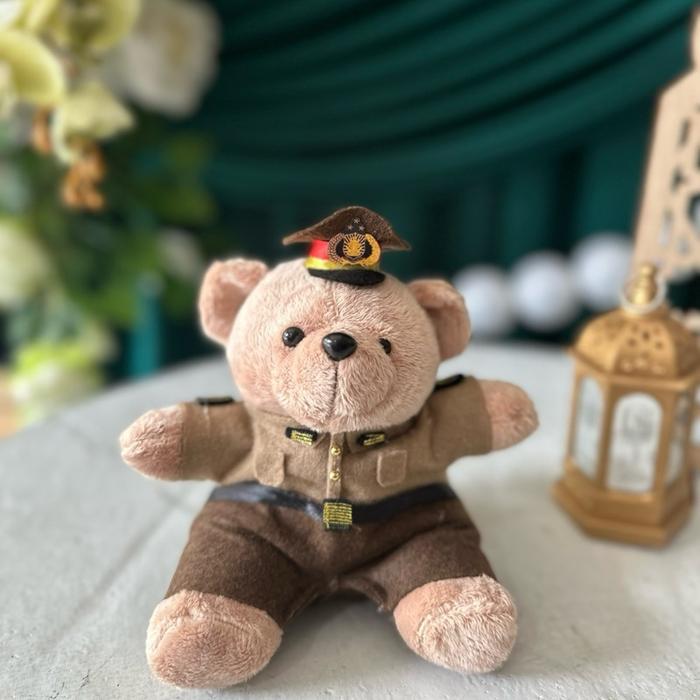 buket boneka profesi polisi, guru, TNI, Akmil, Akpol, Perawat, dokter
