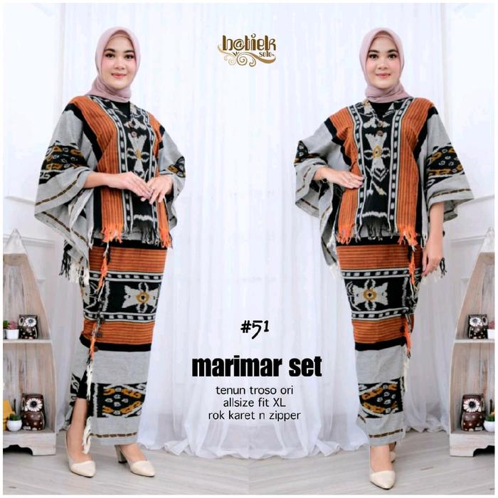 marimar set bahan tenun Troso free size rok karet dan Zipper