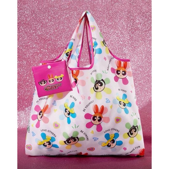 THE POWERPUFF GIRLS X SHEIN 1pc Cartoon Bubbles, Blossom, Buttercup Pattern Polyester Foldable Shopp