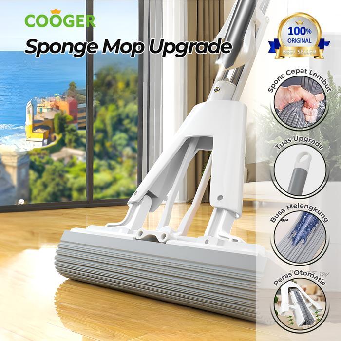 ASLI COOGER Sponge Mop Alat Pel Busa Peras Lipat Otomatis Pel Spons PVA 33cm 3S Cepat Lunak Pel Peny