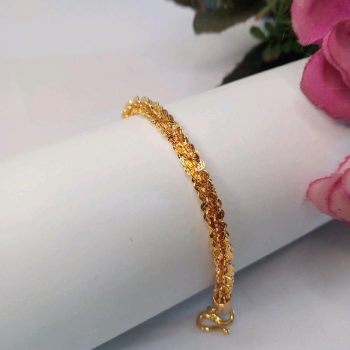 (Plus Cincin) Gelang rantai curos Perhiasan Aksesoris Lapis Emas Titanium Tembaga Xuping Anti Karat
