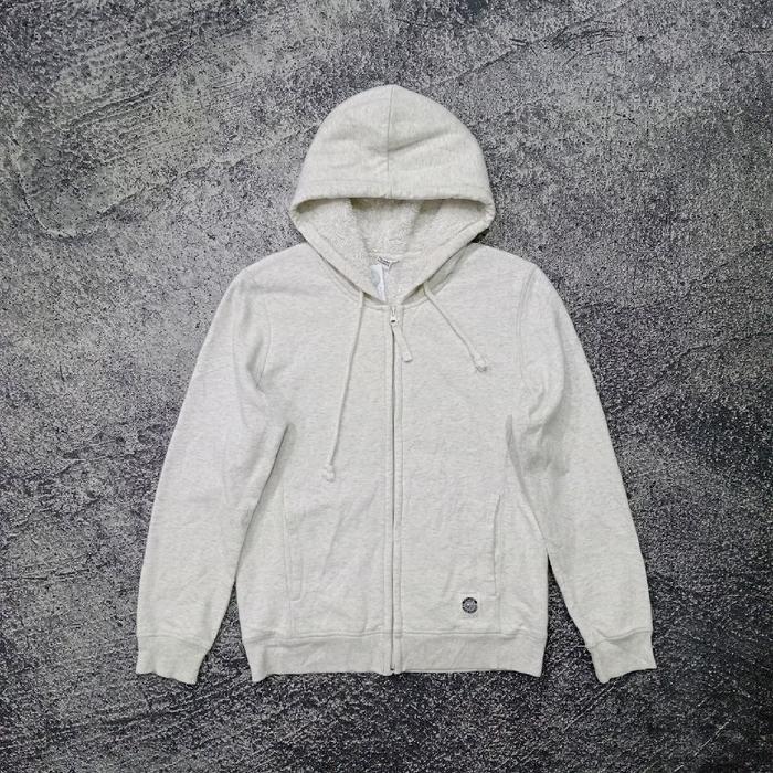 Jaket Hoodie Zipper pria POLHAM daleman sherpa tebal abu abu murah size m