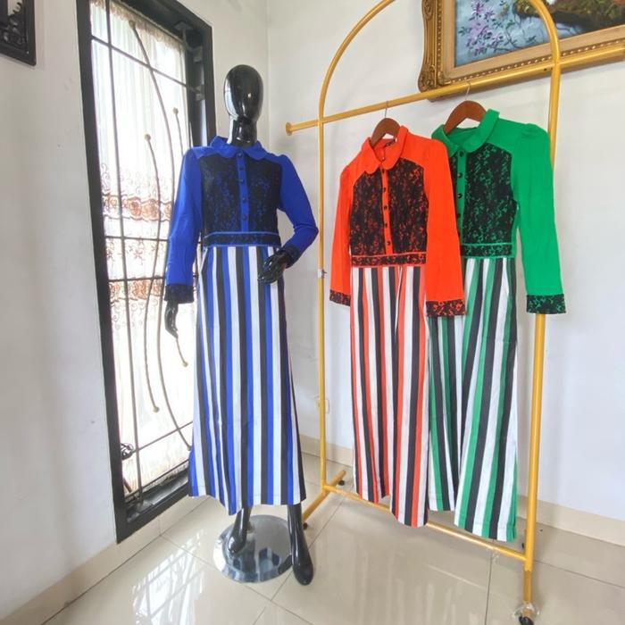 Gamis SNQ Mewah Murah Burkat Dada Bahan Salur Kaos Impor 88-683