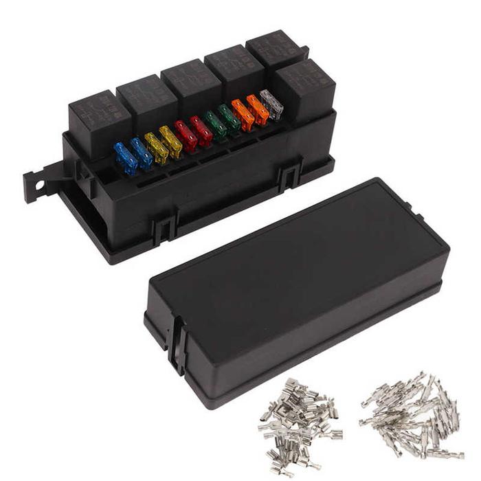 Fuse Relay Box 6 Relay 11 ATC ATO Fuse Waterproof Relay Block Box For