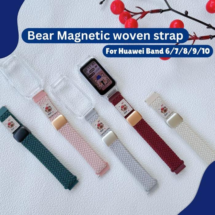 Bear Magnetic ided woven strap For Huawei Band 6 Huawei Band 7 Huawei Band 8 Huawei Band 9 Huawei Ba