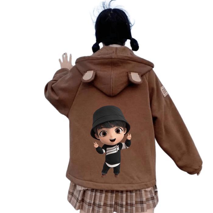 ( BISA CUSTOM ) HOODIE CHIBI BANGTAN TINY TAN CARAKTER 7  MODEL ALL MEMBER PROMO FREE TOPI 3 ORANG P