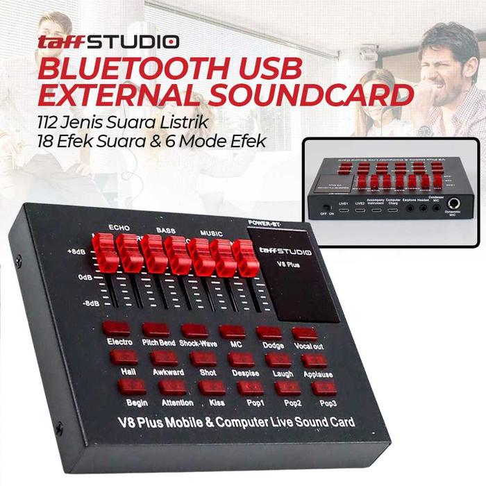 Soundcard Sound Card V8S Bluetooth Audio USB External Soundcard Live Broadcast Microphone Headset V8