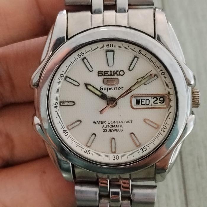 Seiko 5 Superior 7S36 - 0900 Automatic White Dial Day Date