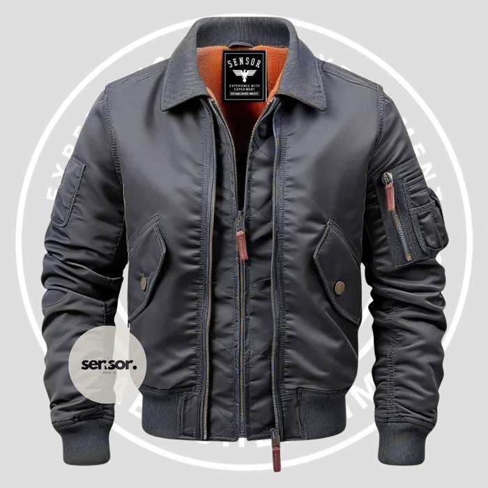 Jaket Bomber SNSR Pilot Military Double Zipper Bahan Taslan Waterproof Parasut Casual Keren Nyaman P