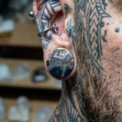 Ear Gauge Plug Batu Jasper Hitam Cokelat Asli - Natural Stone Ear Plug - Aksesoris Piercing Eksklusi