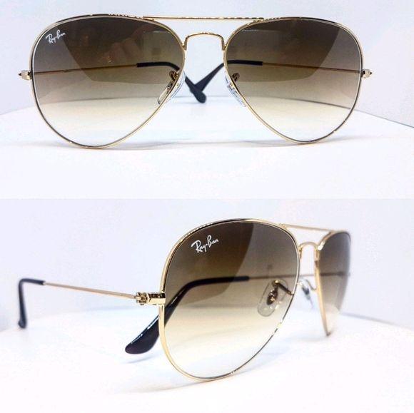 Kacamata Rayban Aviator Gold Lens Gradient Brown Original NEW