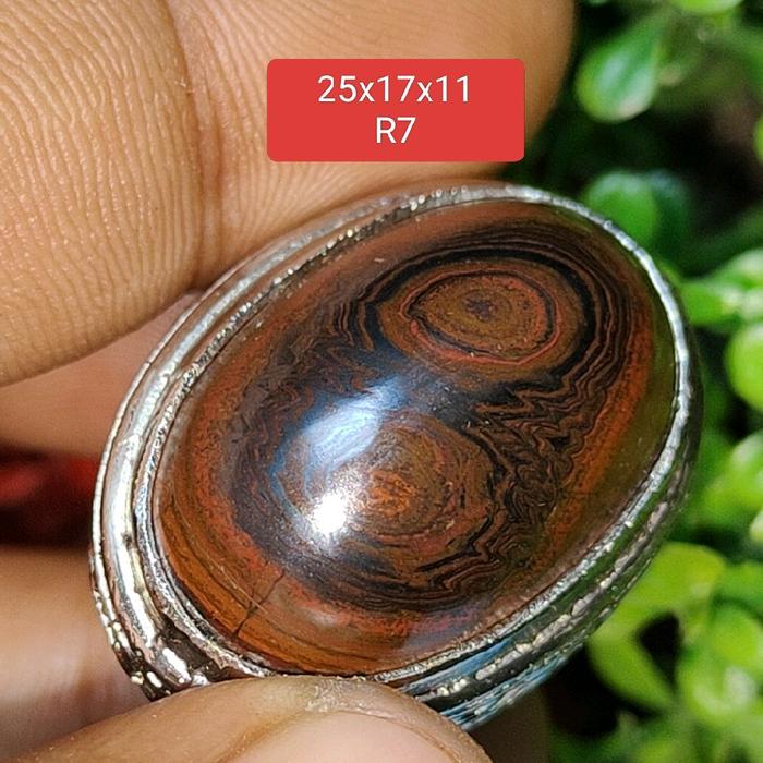 cincin batu akik puser bumi double bungkem badar besi lengket magnet