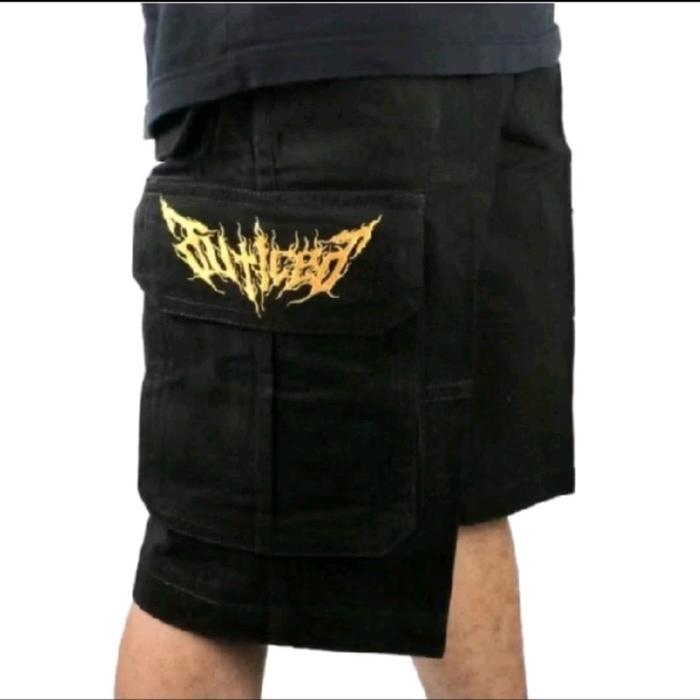 CARGO - AUTICED - LOGO / CELANA PENDEK / CARGO PENDEK Shorts Pria Hitam Distro Santai Combed Panjang