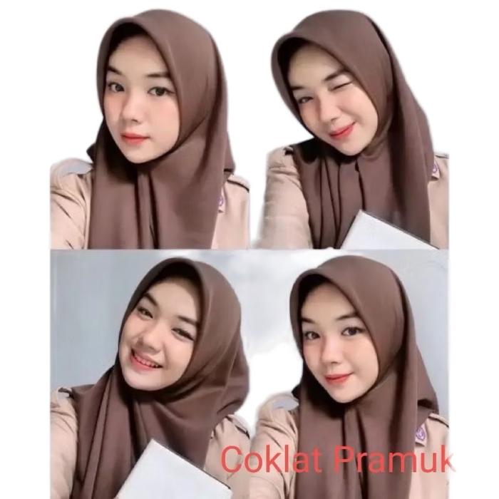 Hijab segiempat paris premium size 110x110 hijab kerudung segiempat paris premium warna coklat Pramu