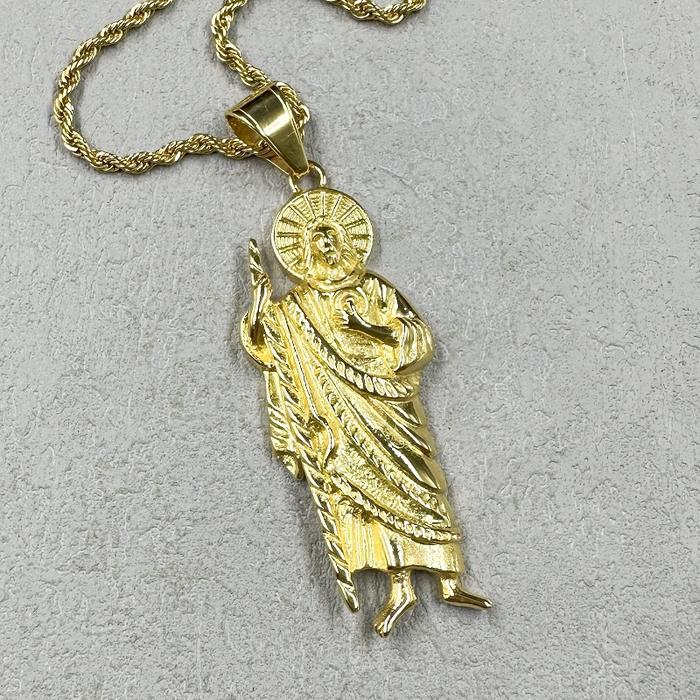 San Judas Tadeo Pendant Necklace for Women Men 316L Stainless Steel Chain Saints Apostle of Jesus Ne