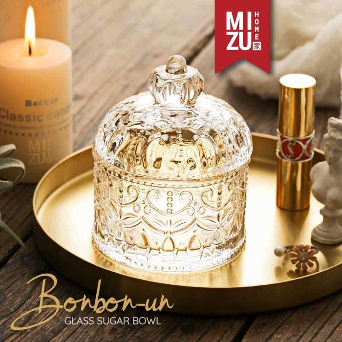 MIZU BONBON-UN Glass Sugar Bowl Glass Jar Toples Kaca Kecil Toples Gula Toples Cemilan Kaca Tempat K