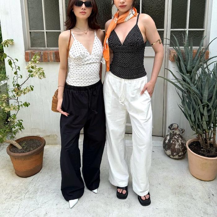 MIA LINEN PANTS | Celana Panjang Linen Baggy Wanita Loose Highwaist Everyday Basic Pants | PRETTY BA