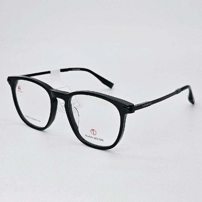 ORIGINAL Frame Kacamata Pria Wanita Kotak Alain Delon AD5000 Original Bahan Asetat Hitam Glossy Bisa