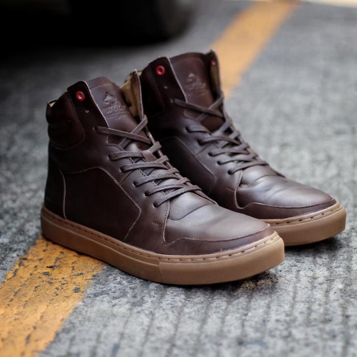 Ada SEPATU BOOTS SNEAKERS KULIT ASLI SAPI PIEDE PEPENG ORIGINAL DARK