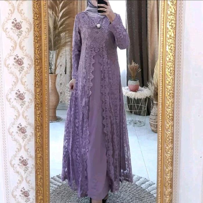 Best Seller Gamis Brokat Import Bahan Lembut Cocok Untuk Acara Kondangan