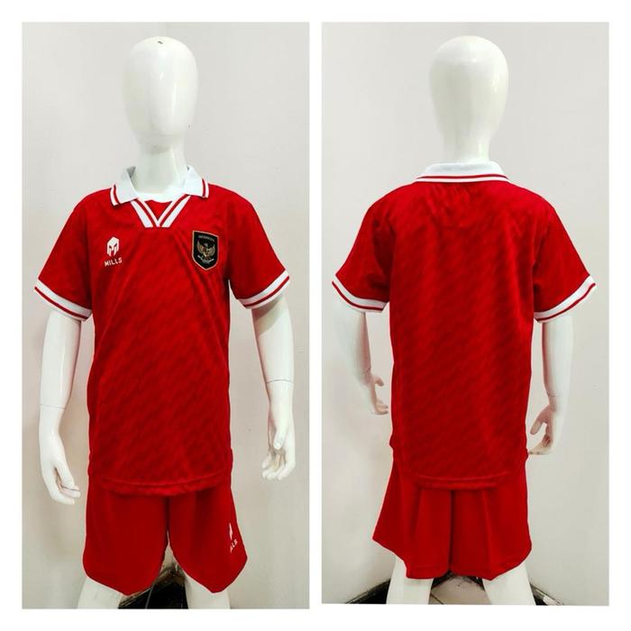 [KIDS] SETELAN Jersey Baju Bola Timnas Indonesia Home RED MERAH KIDS ANAK ANAK Mills 1 Set Baju Jers
