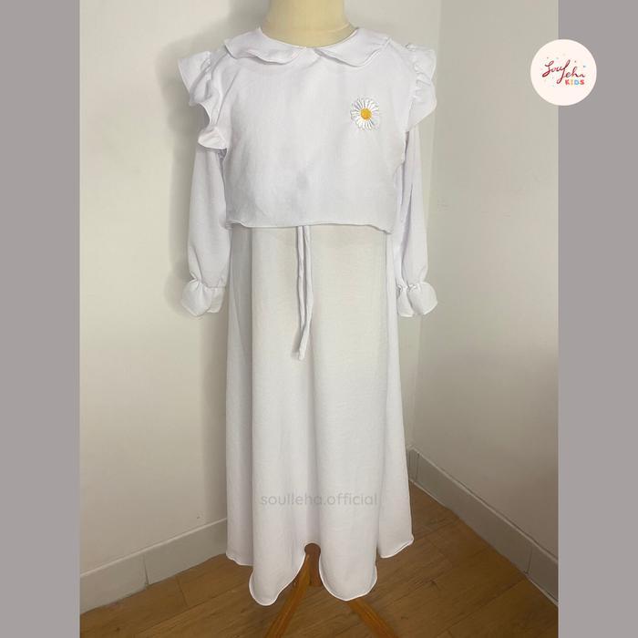 Soulleha Gamis Anak Mina Crinkle Airflow Premium 1-11 Tahun elegan zikra putih pakaian muslim anak p