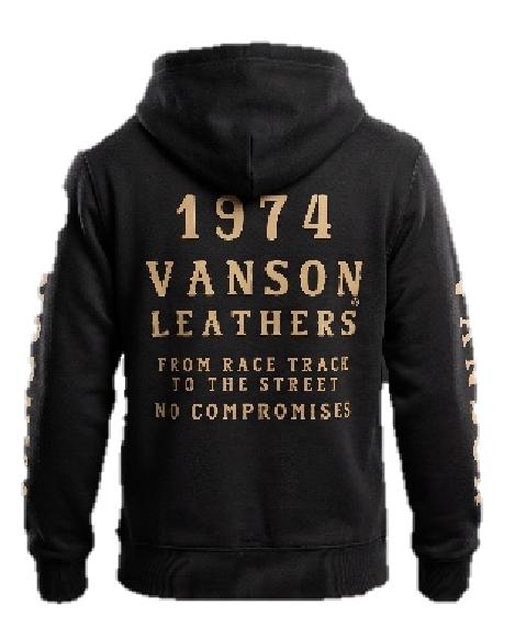 VANSON LEATHERS VH-2502 BLACK BEIGE | HOODIE VANSON | TOURING JACKET