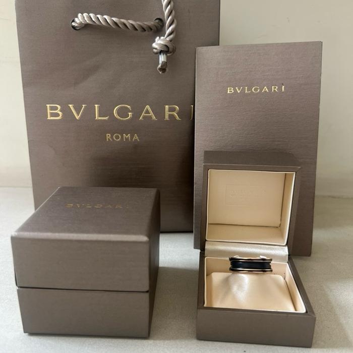 bvlgari bzero1 ring 2band rosegold black ceramic