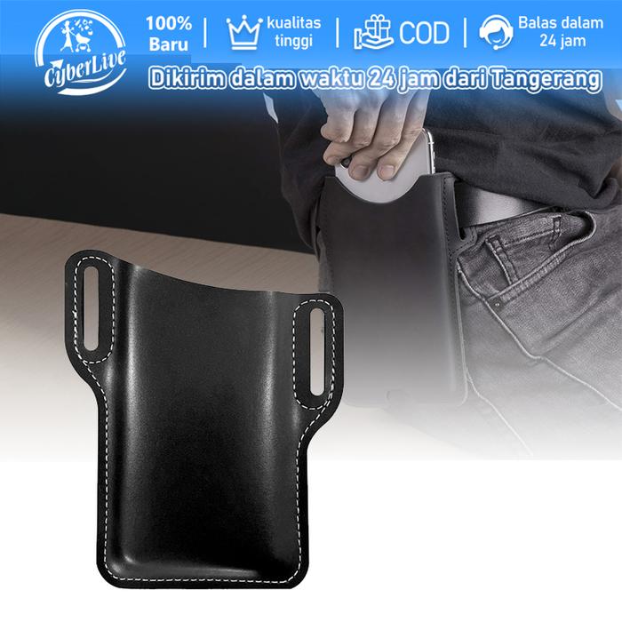 Case Sarung Hp Pinggang Bahan Kulit Dompet Tas Hp Pinggang Phone Waist Bag Untuk Iphone Samsung Xiao
