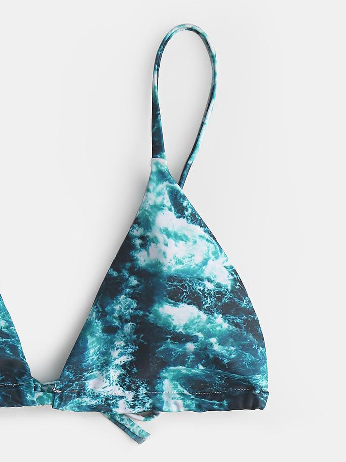 Tie-Dye Print Bikini Thong Triangle Backless String