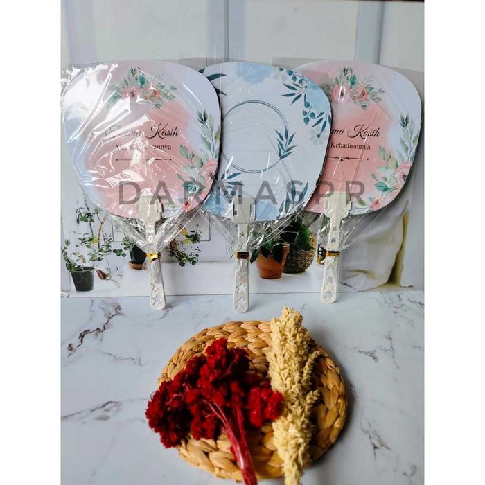 ISI 100PCS SOUVENIR KIPAS BUNGA SHABBY MOTIF CANTIK KEMASAN PLASTIK