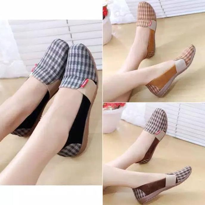 LARICHI SEPATU WANITA FLATSHOES KANVAS RAJUT AELTOM01 - HITAM, 38 BEST SELLER