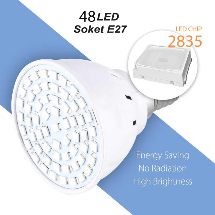 MutiaraMall - Lampu Tanaman E27 | Grow Light Hidroponik 2 Spectrum | Lampu Indoor Plant