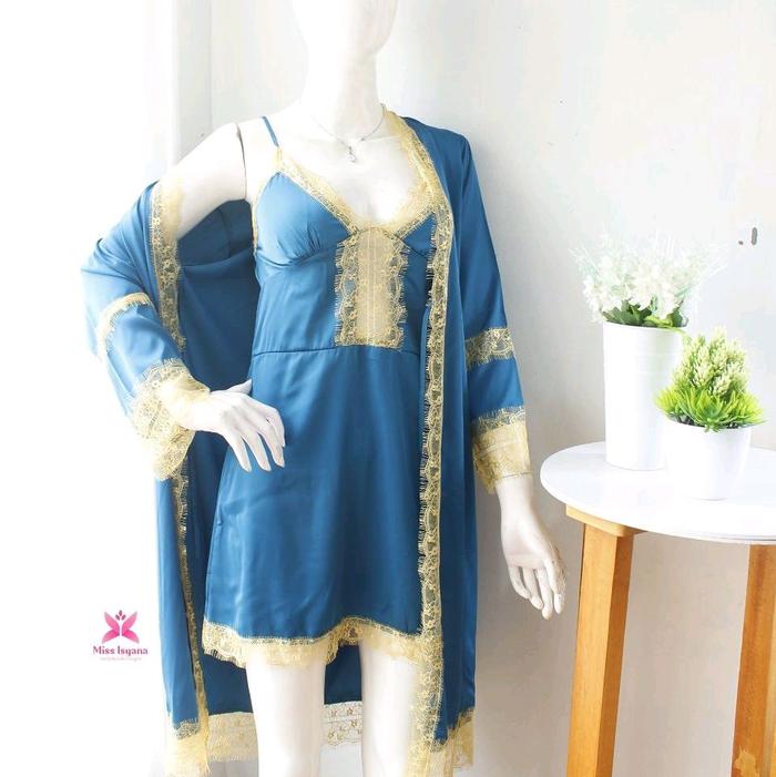 Miss Isyana | Set Kimono Lingerie Arabian Look SK15  Piyama Tidur Wanita Dewasa Lingerie Silk