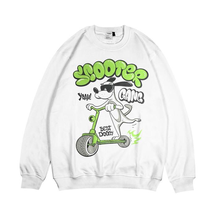 Naughty Badclub White Sweater Crewneck Scooter Gang