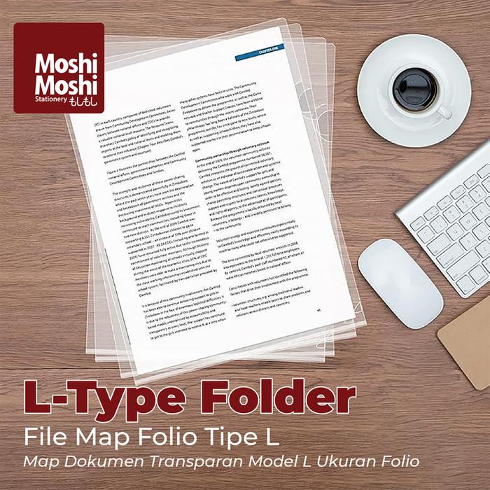 L-Type Folder Folio Clear Transparant Plastik Map L Bening Kertas File Dokumen Ukuran F4