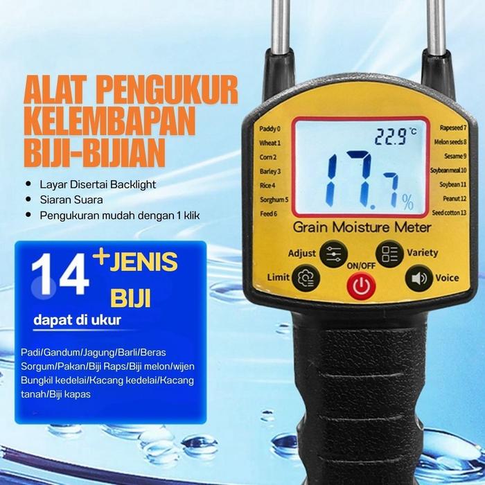 Grain Moisture Meter Alat Pengukur Kadar Air Tester Biji Jagung Beras Gandum Padi Kacang Digital Uku