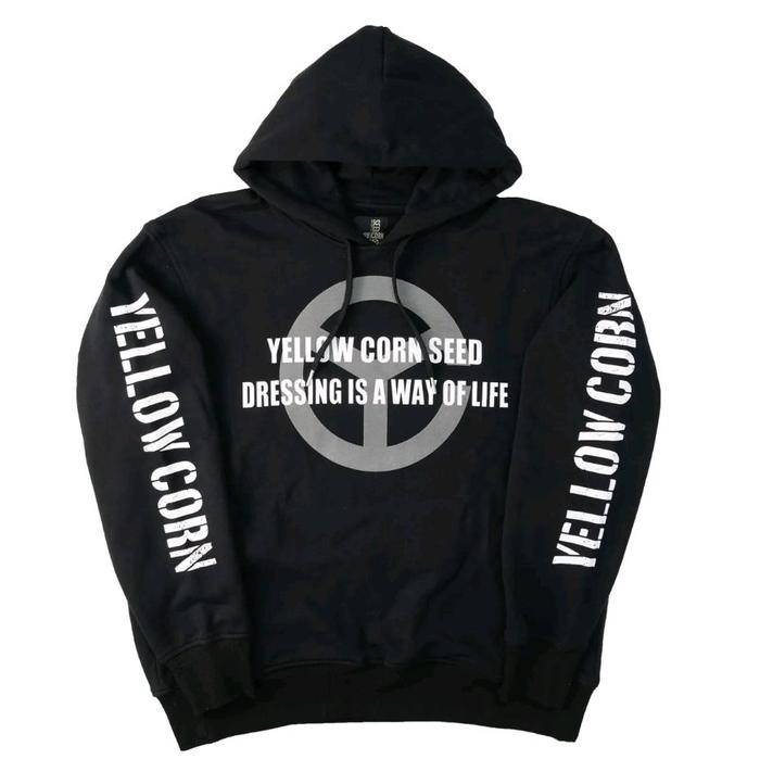 YELLOW CORN HOODIE SH-008 BLACK | JACKET SWEATER HOODIE YELLOWCORN ORIGINAL JAPAN
