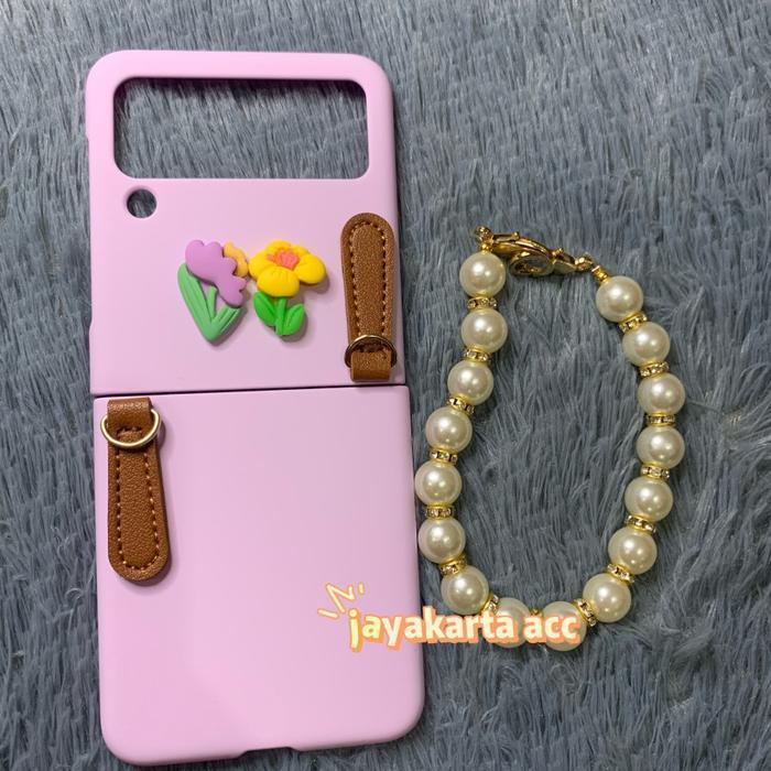 Ready! Casing Samsung Z Flip 3 Matte With Chain Pearl Rantai Mutiara Cover Case Terlaris